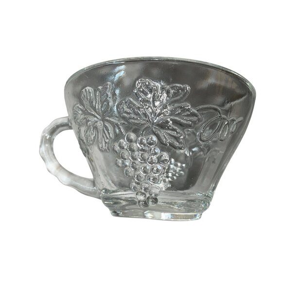 Vintage Punchbowl Glasses Used Matching Set of 2 Grapevines - Picture 12 of 16